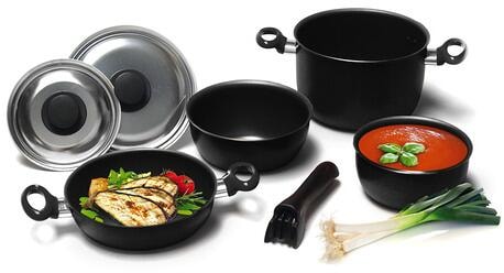 Camp4 Topfset mit Edelstahldeckel, Aluminium, 7-teilig