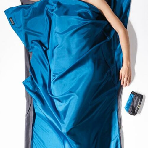 Cocoon TravelSheet Reiseschlafsack, 220x90cm, Seide, rhino/cornflower blau