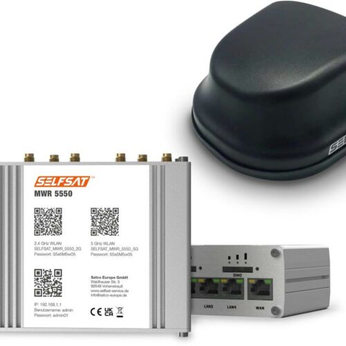 Selfsat MWR 5550 4G/LTE/5G und WLAN Internet Router Komplettset bis 3,3 Gbps, inkl. 5G Dachantenne, schwarz
