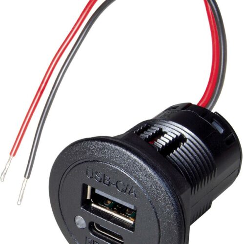 FAWO Power-USB-C/A Doppelsteckdose, 12/24V, mit LED