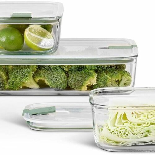 Mepal EasyClip Glas-Frischhaltedosen-Set, 3-teilig, 1000+2250ml, nordic sage