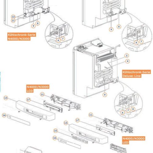 SR Technisches Paneel gebogen LED - Thetford Ersatzteil Nr. 690825 - für Kühlschrank Serie N