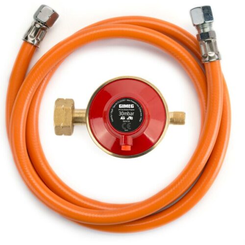 Gimeg Gas-Anschluss-Set (Gasdruckregler Komb.A + Schlauch) für Campingaz Gasflaschen, 30mbar, 1,5kg/h