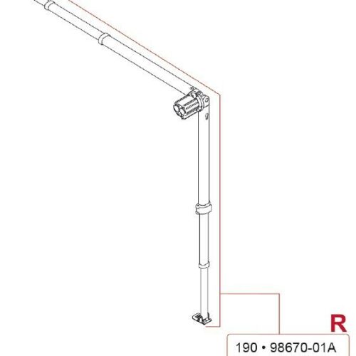 Spannstange + Stützfuß rechts für 2,55m Markisenlänge - Fiamma Ersatzteil Nr. 98670B01A - passend zu Fiamma Caravanstore 2013 / ZIP