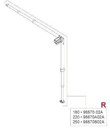 Spannstange + Stützfuß rechts für 2,5m Markisenlänge - Fiamma Ersatzteil Nr. 98670B02A - passend zu Fiamma F35 Pro 2013