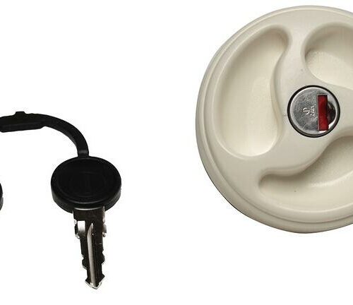 ZADI Tankschloss 3-Griff mit Zylinder + 2 Schlüsseln, weiß