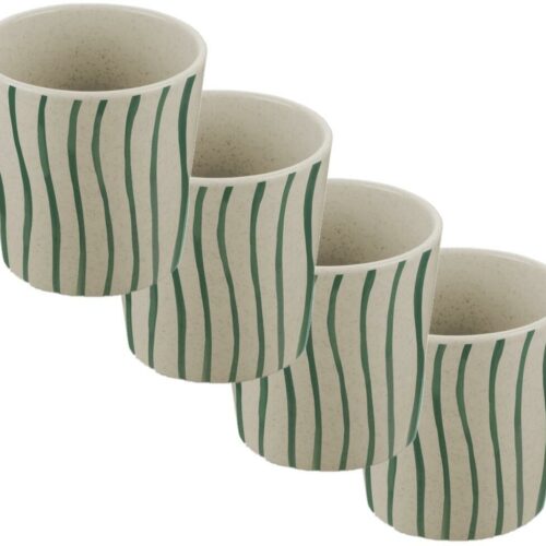 Koziol Connect Monstera Stripes Becher, 190ml, 4er Set