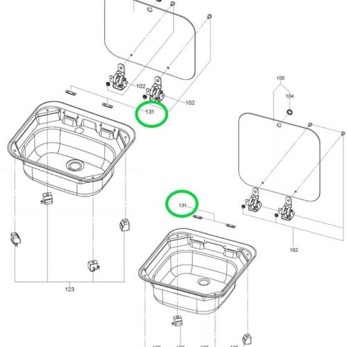 Dichtung, Scharnier-Set - Dometic Ersatzteil Nr. 105312162 - für VA8005/VA8006 Spülbecken