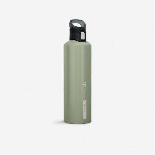 Trinkflasche 1.5 l Alu mit Schnellverschluss Wandern - khaki