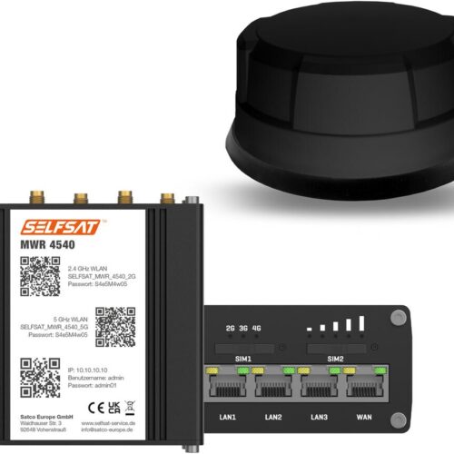 SELFSAT MWR 4540 4G Cat 6 WLAN Router, bis 300 Mbps, inkl. Panorama 5G Antenne, schwarz