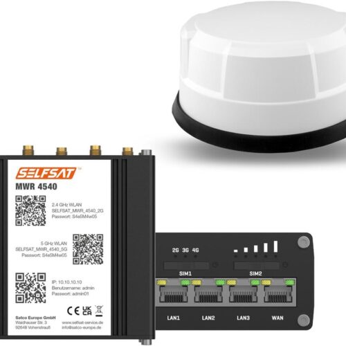 SELFSAT MWR 4540 4G Cat 6 WLAN Router, bis 300 Mbps, inkl. Panorama 5G Antenne, weiß