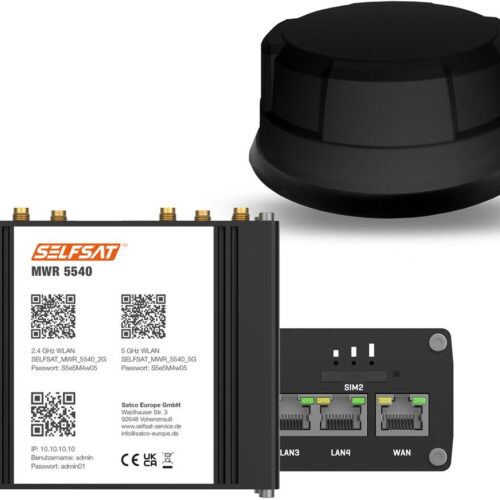 SELFSAT MWR 5540 5G Cat 12 WLAN Router, bis 2,6 Gbps, inkl. Panorama 5G Antenne, schwarz