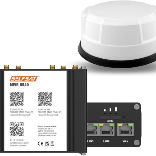SELFSAT MWR 5540 5G Cat 12 WLAN Router, bis 2,6 Gbps, inkl. Panorama 5G Antenne, weiß