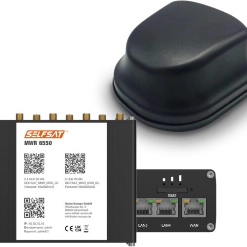 SELFSAT MWR 6550 5G Cat 20 WiFi 6 WLAN Router, bis 3,4 Gbps, inkl. SELFSAT 5G Antenne, schwarz