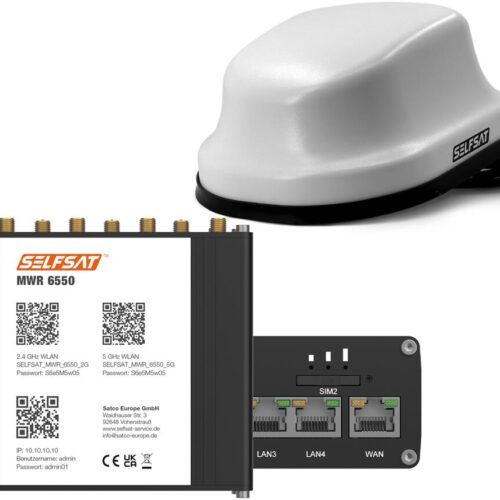 SELFSAT MWR 6550 5G Cat 20 WiFi 6 WLAN Router, bis 3,4 Gbps, inkl. SELFSAT 5G Antenne, weiß
