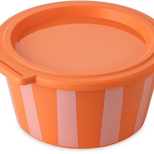 Koziol Nora Box Schale mit Deckel, 700ml, stripes strong coral