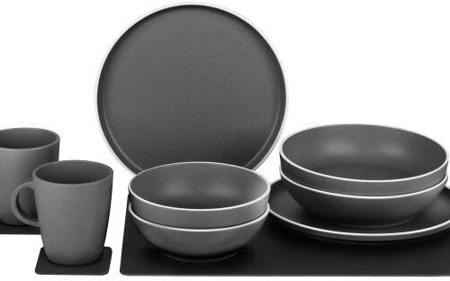Brunner x Silwy Dolomit Magnet Geschirrset, 11-teilig, dunkelgrau
