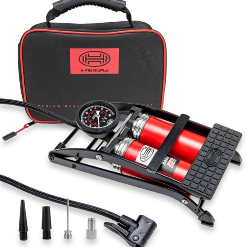 Heyner Premium Fußpumpe mit Manometer 2-Zylinder
