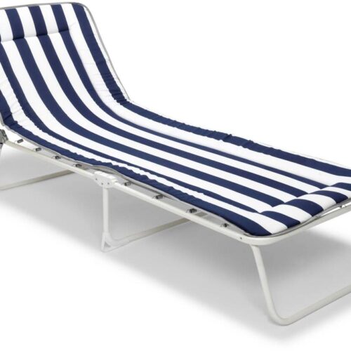 BEST Chiemsee Sonnenliege, weiß/blau, 60x180x23cm