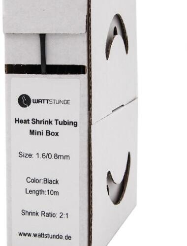 WATTSTUNDE® Schrumpfschlauch schwarz 1,6/0,8 mm | 2:1 | 10 m Länge