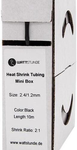 WATTSTUNDE® Schrumpfschlauch schwarz 2,4/1,2 mm | 2:1 | 10 m Länge