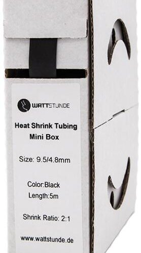 WATTSTUNDE® Schrumpfschlauch schwarz 9,5/4,8 mm | 2:1 | 5 m Länge