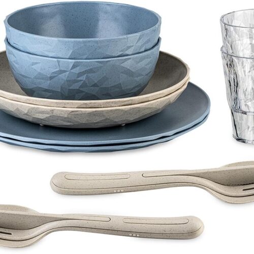 Koziol Club Skagen Geschirrset, 10-teilig, nature flower blue