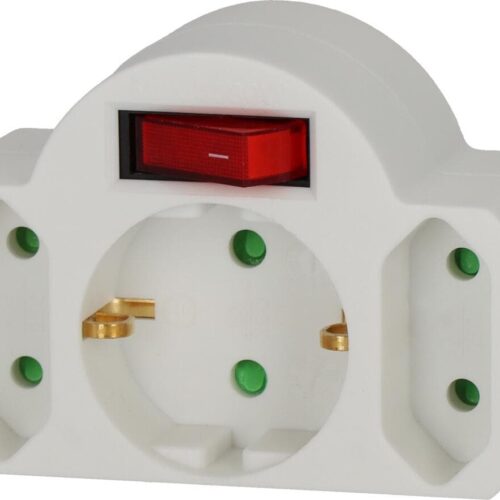 Brennenstuhl 3-er Schutzkontakt-Steckdosenadapter, weiß, mit Schalter