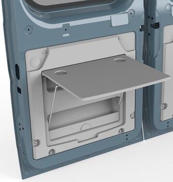 Hecktür-Innenverkleidungen Aufstelltisch, passend für Fiat Ducato/Peugeot Boxer/Citroën Jumper, ab 2014, grau
