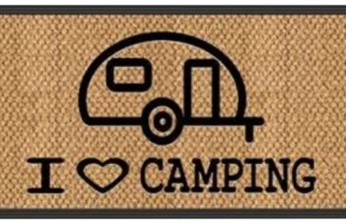 Arisol Spider Fußmatte, 25x50cm, Motiv I love Camping Caravan