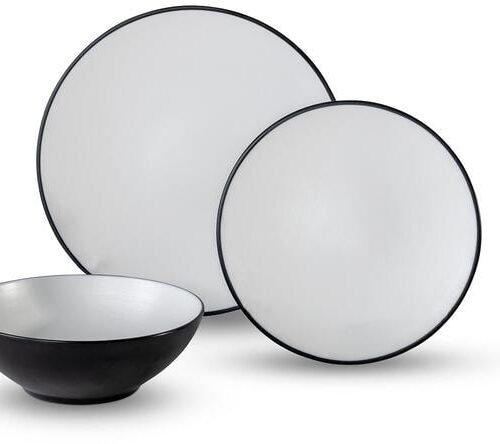 Camp4 Fjord Melamin Geschirrset, 6-teilig, schwarz/weiß