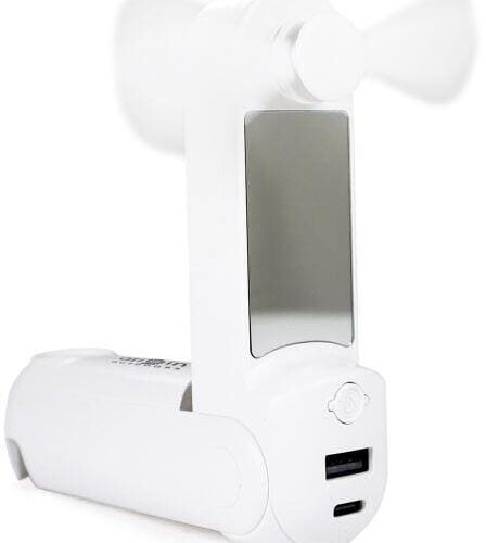 Origin Outdoors Mini-Ventilator 4 in 1, Powerbankfunktion, LED-Leuchte, weiß