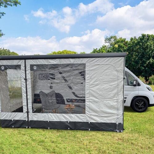 Reimo Girona Wind-/Rainblocker Frontpanel, 1 Tür+1 Fenster, 430cm, grau