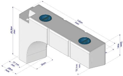 Frischwassertank Fix System für Maxiwans, weiß, 95l