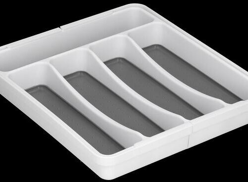 HABA Besteckkasten, ausschiebbar, weiß / grau