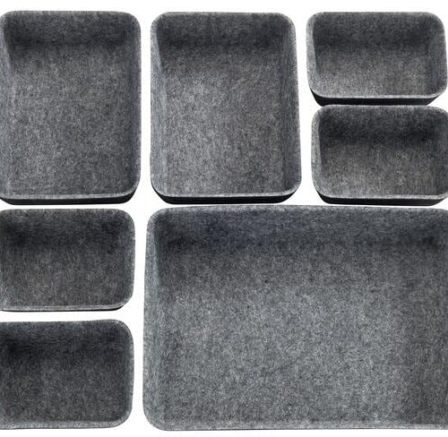 Wenko Schubladenorganizer, Filz, 7-tlg., grau
