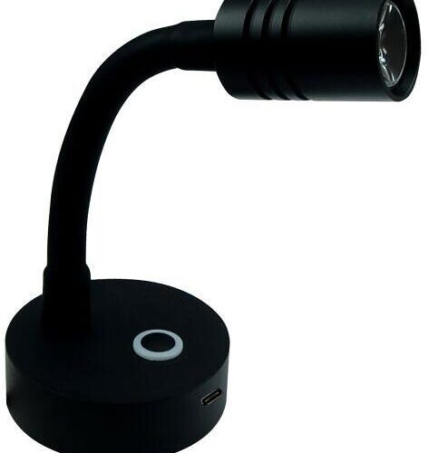 David Communication Schwanenhalsleuchte, 2,2W, schwarz, 12cm