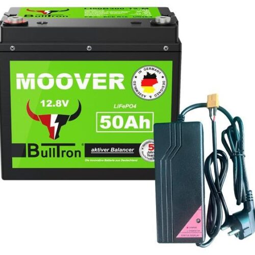 BullTron Moover Lithiumbatterie inkl. Ladegerät, 12,8V, 50Ah