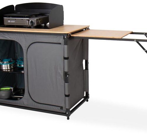 Camp4 Bamboo Quick Campingküche, Slide, anthrazit, 100x49x82/107cm