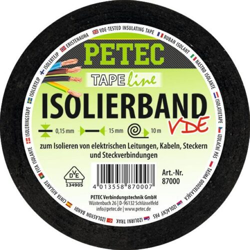 Petec Isolierband, 10m x15mm, schwarz