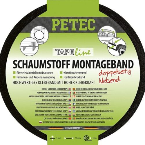 Petec Schaumstoff-Montageband, 2m, schwarz