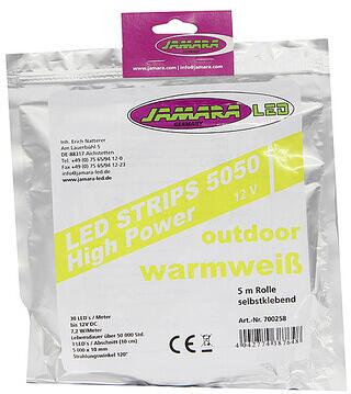 Jamara LED Single Strip, 10mm, 12V / 7,2W, Outdoor, Länge 5m, warmweiß
