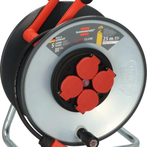 Brennenstuhl Professional SteelCore Kabeltrommel SC 2100, 4xSchuko, IP44, 25m, schwarz