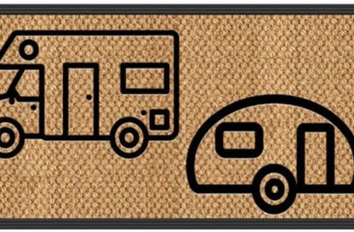 Arisol Spider Fußmatte, 25x50cm, Motiv I love Camping Camper