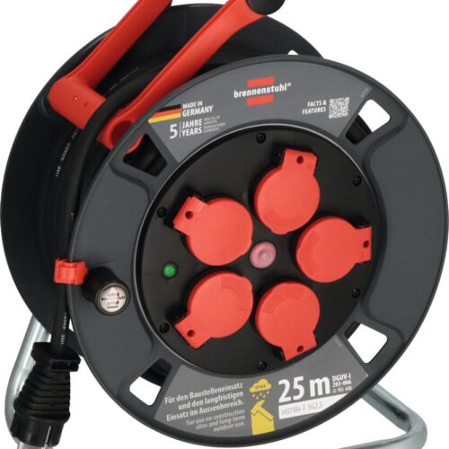 Brennenstuhl Professional Kabeltrommel 300 KU 2200, 5xSchuko, 25m, schwarz