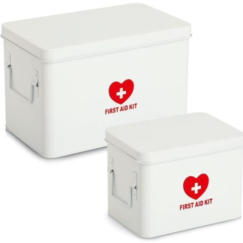 Zeller Medizinbox, Metall, weiß, 22x16x16cm