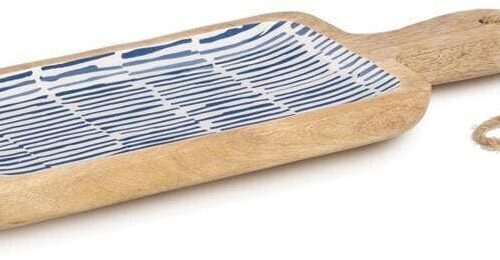 Zeller Servierbrett, Mangoholz, blau, 38x15,2x2,5cm