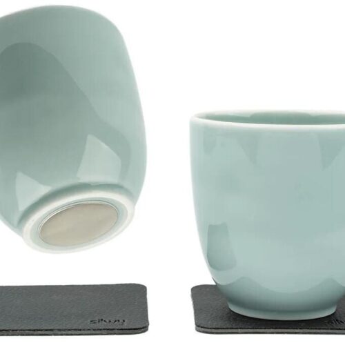 silwy Magnet-Porzellan Henkeltassen, 2er-Set, Cyan