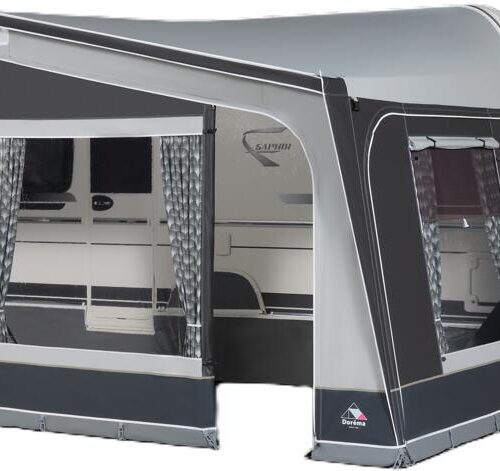 Dorema Monza XL 270 Vorzelt, (Gr.8), 825-850cm, ohne Gestänge, anthrazit/hellgrau