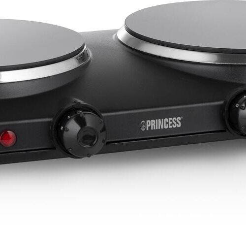 Princess Doppelte Cerankochplatte, 2 Brenner, 800/1200W, schwarz